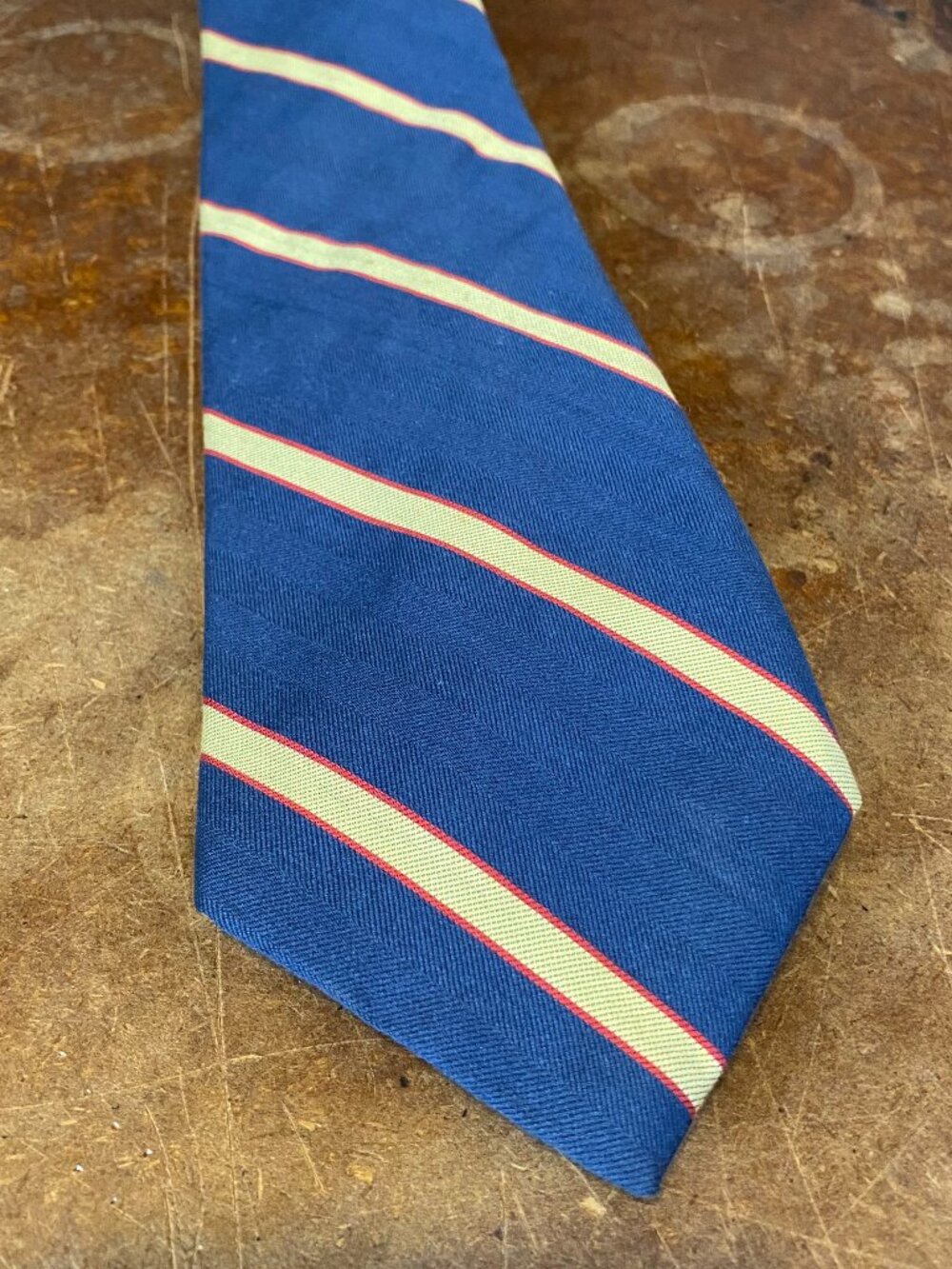 1990s Calvin Klein 100% Silk Tie Blue Striped Made in Italy Vintage